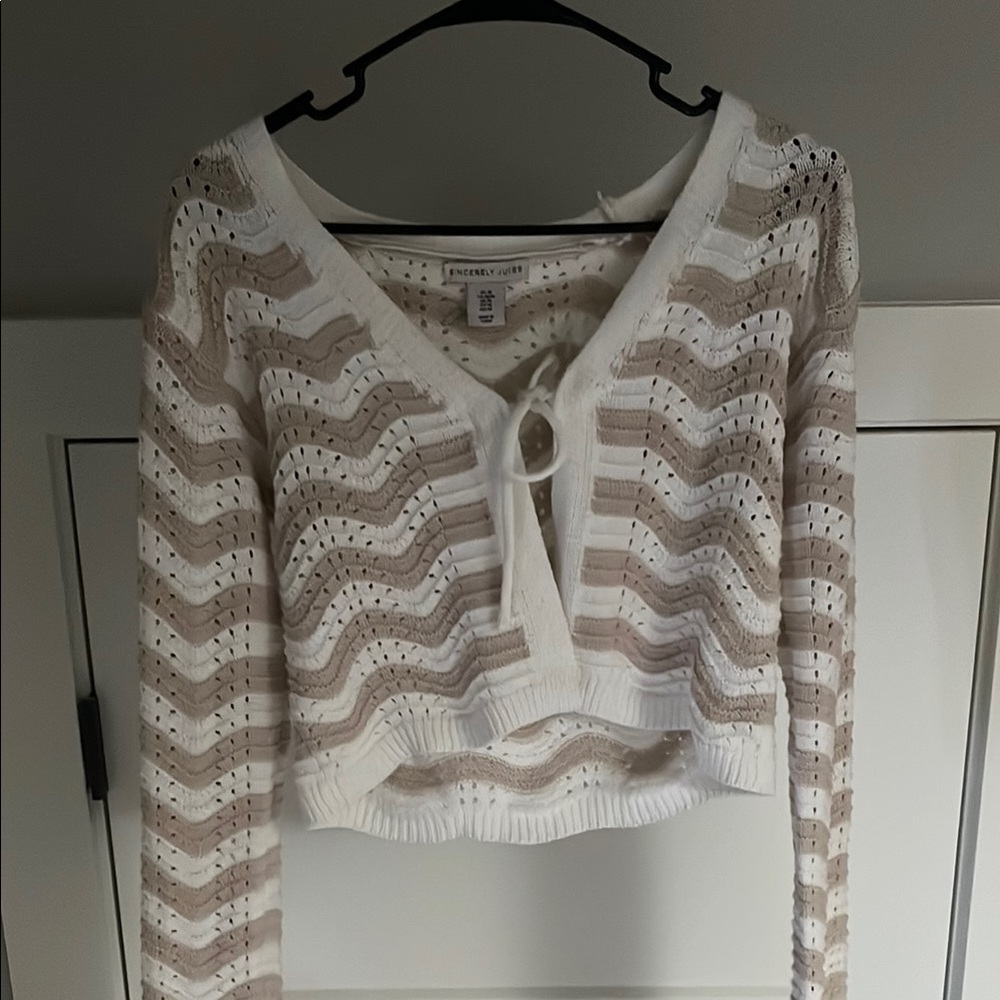 Sincerely Jules Cream and Tan Knit Blouse